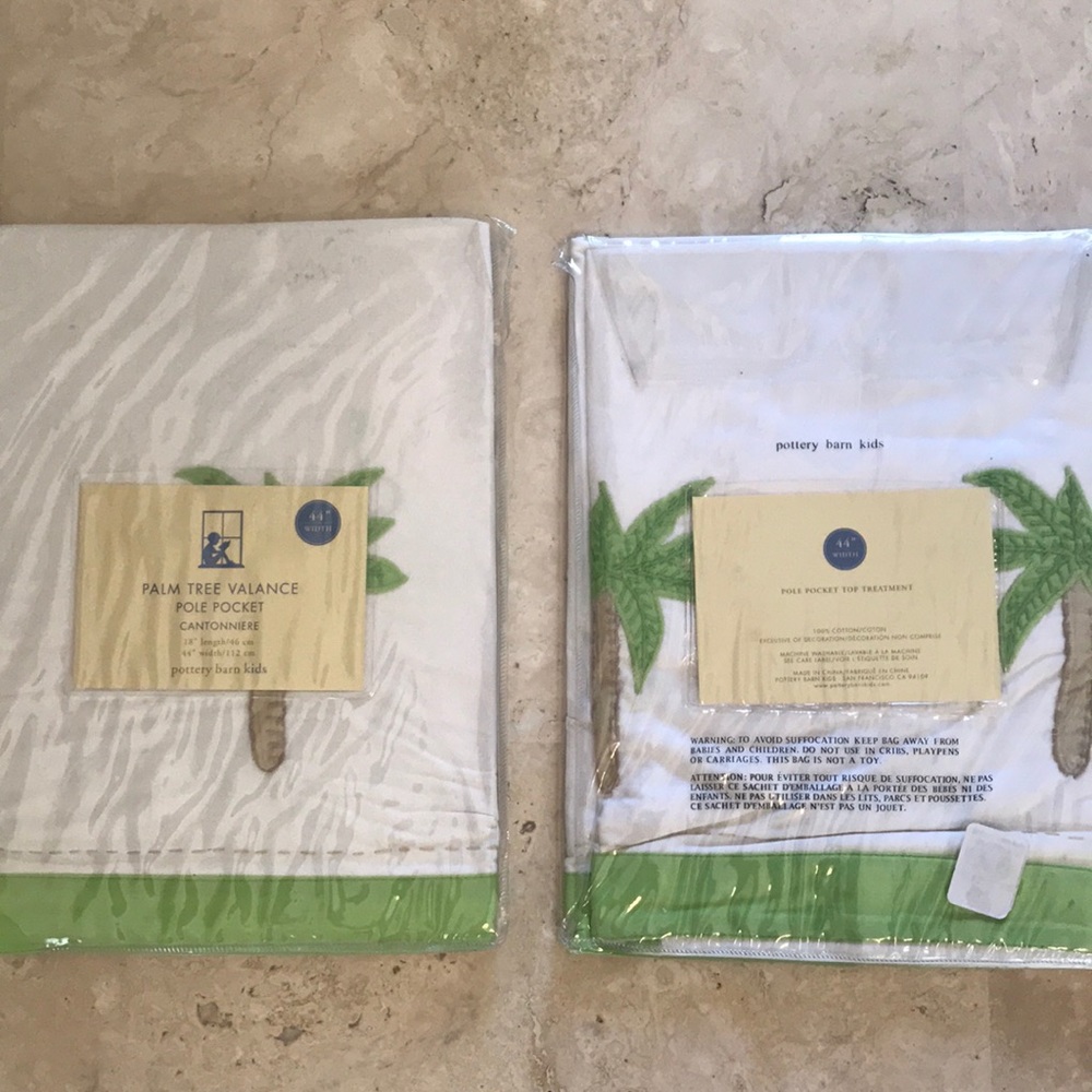 Pottery barn kids valance palm tree Pole pocket